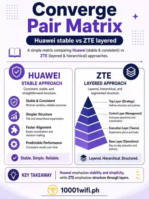 Converge pair matrix Huawei ZTE admin login infographic
